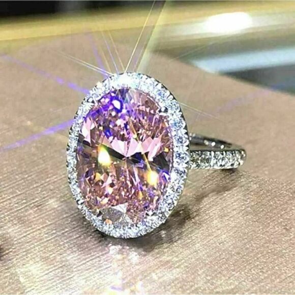 Stunning 5ct Pink Ice CZ Sterling Silver Ring Size 6 Womens Statement Accessory - Picture 1 of 11